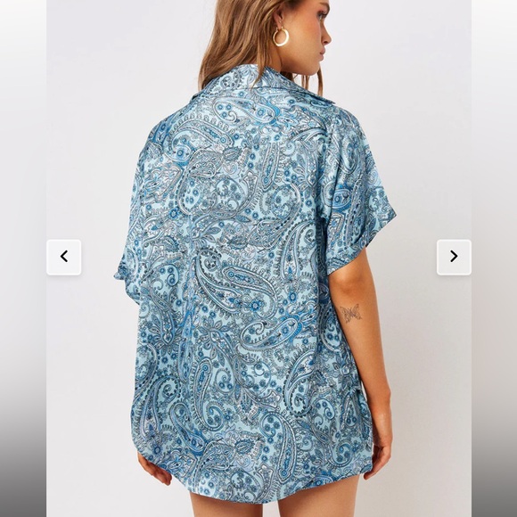 Frankie’s bikinis Fifi silk button up shirt and matching shorts. Cover up set. - Picture 3 of 4